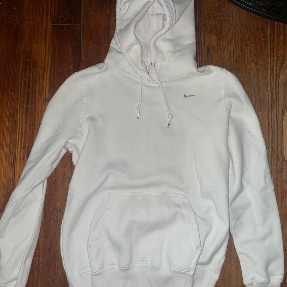 Vintage Nike Hoodie Wmns small White Sweatshirt Swoosh Embroidered Check Sweater